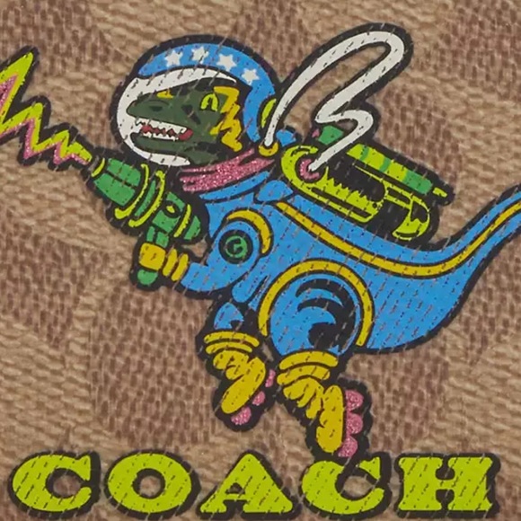 Coach Cosmic Coach Snap Wallet In Signature Canvas With Rexy Print nwt - Picture 4 of 5